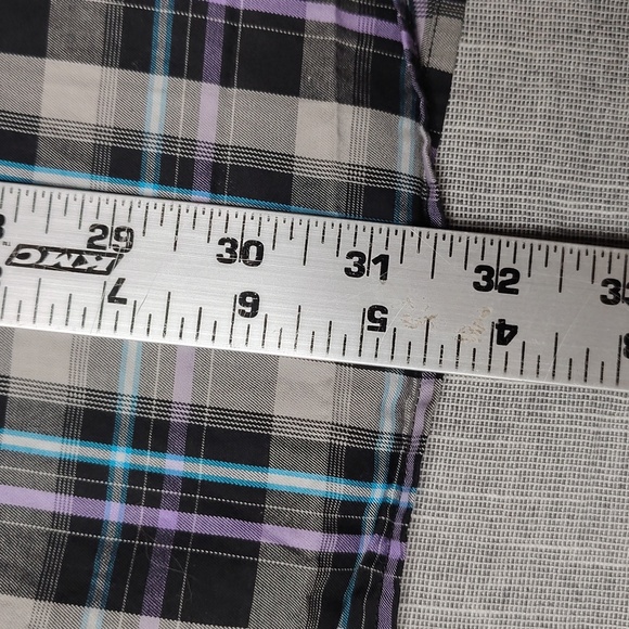 Peter Millar Shirt Mens Size Large Gray Black Purple Plaid Button Down Crown - Picture 7 of 9